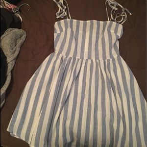 Self tie shoulder striped cami dress